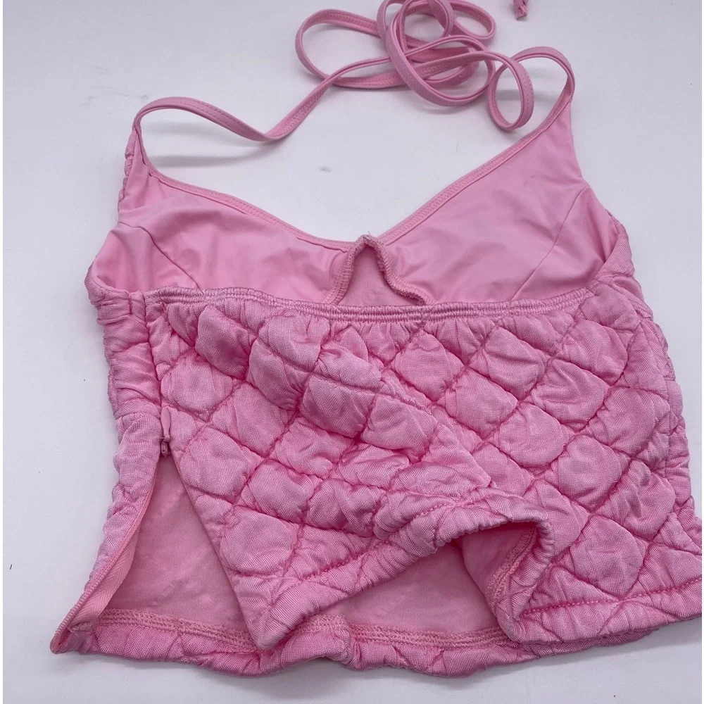 FRANKIES BIKINIS Winward Puff Skirt and Puff Tank in Baby Pink. Size S
